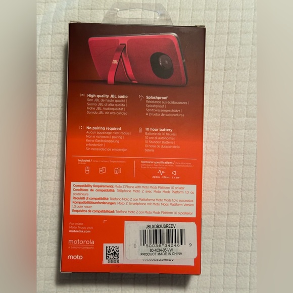 Motorola motomods JBL Soundboost 2. Portable Stereo Speaker NIB for Moto Z. Red - Picture 2 of 9